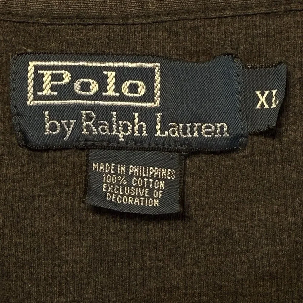 Polo Ralph Lauren Sweater Sweatshirt Sz XLarge Mens Charcoal 1/4 Zip 100% Cotton